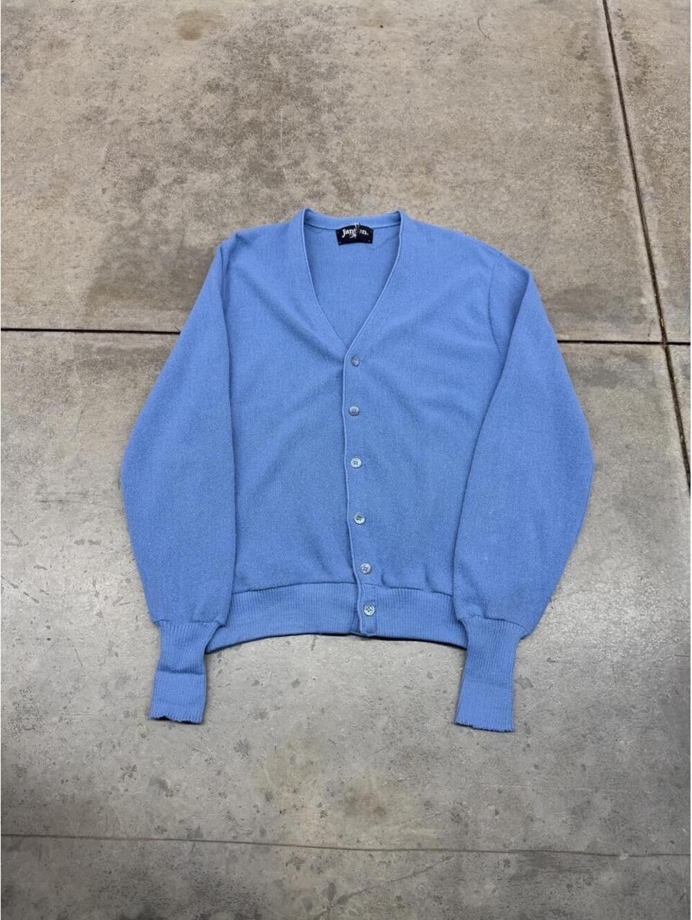 vintage jantzen made in usa baby blue knit cardigan sweater size medium